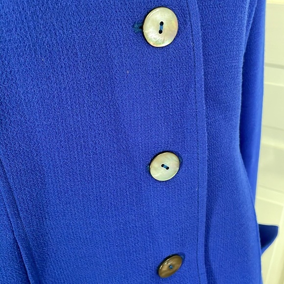 Nina McLemore Jacket Royal Blue Pearl Buttons Career Blazer Size 8 - Picture 2 of 6